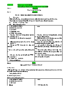 Kế hoạch bài học Lớp 2 - Tuần 18