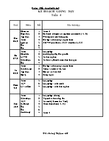 Kế hoạch giảng dạy tuần 4 - Trường Tiểu học Nghĩa Lợi