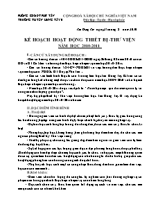 Kế hoạch hoạt động thiết bị - thư viện