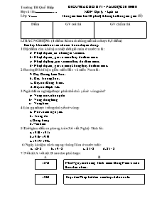 Kiểm tra cuối kỳ I môn: Địa lý - Lịch sử 5