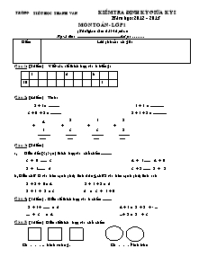 Kiểm tra định kỳ giữa kỳ I năm học: 2012 - 2013 môn Toán lớp 1
