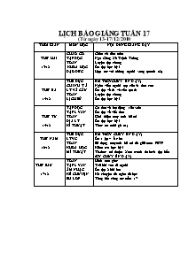 Lịch báo giảng tuần 17 lớp 5 năm 2010