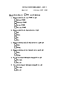 Ôn tập môn Khoa học – Lớp 5 học kì II năm học: 2007 - 2008