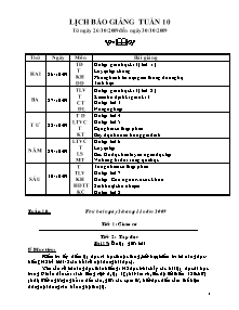 Thiết kế bài dạy lớp 5 - Tuần 10 năm 2009