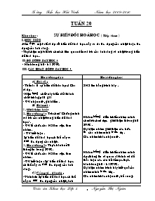 Thiết kế bài dạy môn học Khoa học 5 - Tuần 20 đến tuần 27