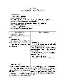 Thiết kế bài dạy môn học Khoa học khối 5 - Bài: Sự chuyển thể của chất