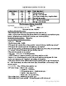 Thiết kế bài học khối lớp 5 - Tuần 30 năm học 2010