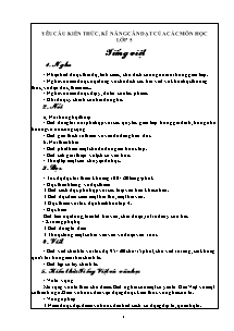 Yêu cầu kiến thức, kĩ năng cần đạt của các môn học lớp 5