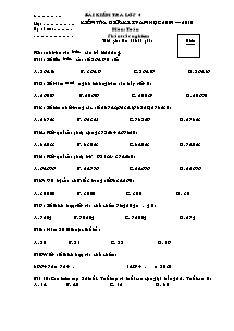 Bài kiểm tra lớp 4 kiểm tra giữa kỳ I năm học 2009 – 2010 môn: Toán