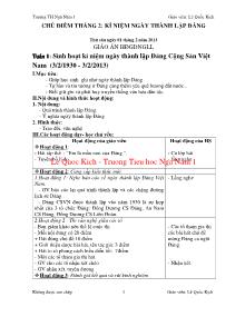 Giáo án hoạt động ngoài giờ lên lớp - Tuần 1: Sinh hoạt kỉ niệm ngày thành lập Đảng Cộng Sản Việt Nam (3/2/1930 - 3/2/2013)