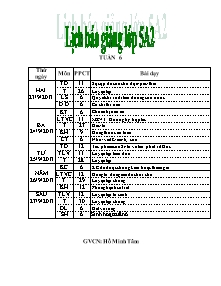 Giáo án Lớp 5 Tuần 6 - GV: Hồ Minh Tâm