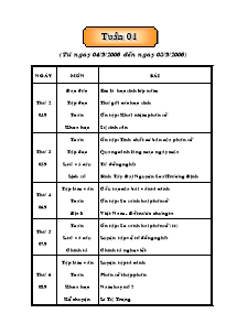 Thiết kế tổng hợp môn học khối 5 - Tuần học 1