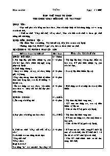 Giáo án môn Thể dục 5 - Tiết 54: Môn thể thao tự chọn trò chơi “chạy đổi chỗ, vỗ tay nhau”