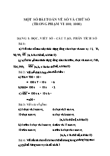 Một số bài toán về số và chữ số (trong phạm vi 100; 1000)