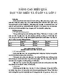 Nâng cao hiệu quả dạy văn miêu tả ở lớp 4 và lớp 5