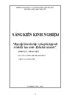 Sáng kiến kinh nghiệm “Dạy tập làm văn lớp 5 cho phù hợp với trình độ học sinh - Kiểu bài tả cảnh”