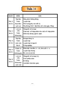 Thiết kế giáo án các môn lớp 5 - Tuần 14 năm 2005