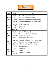 Thiết kế giáo án các môn lớp 5 - Tuần 15 năm 2005